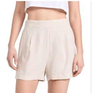 Madewell Linen Blend Pleated High Waisted Shorts Beige Pockets Size M